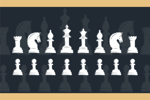 Chess Pieces Vector Illustration for Embroidery