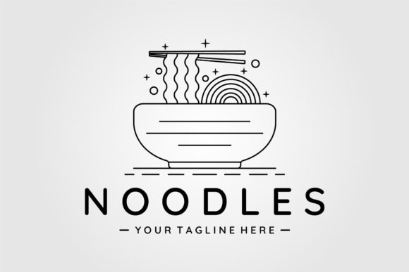 Noodles or Ramen Bowl Logo Line Art