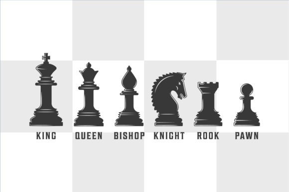 Set of Silhouettes Chess Piece Vector